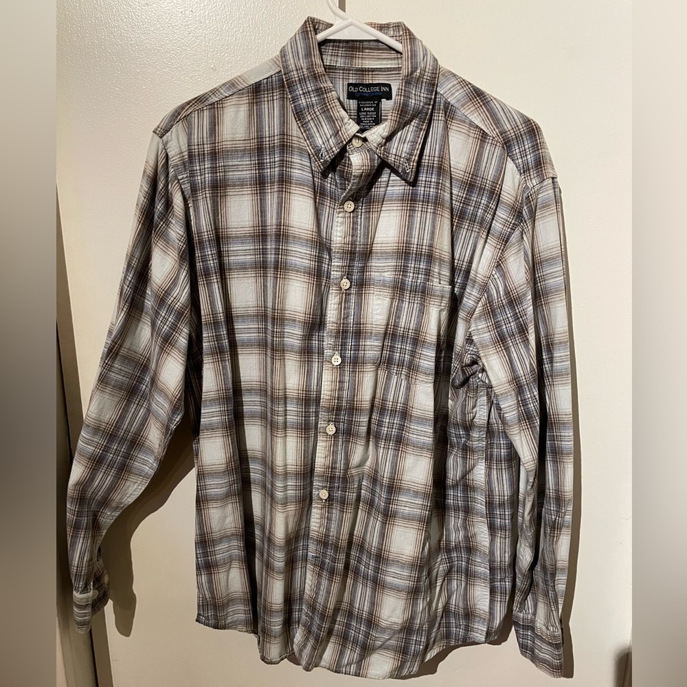 Men's old college inn Brown and blues Plaid Shirt
